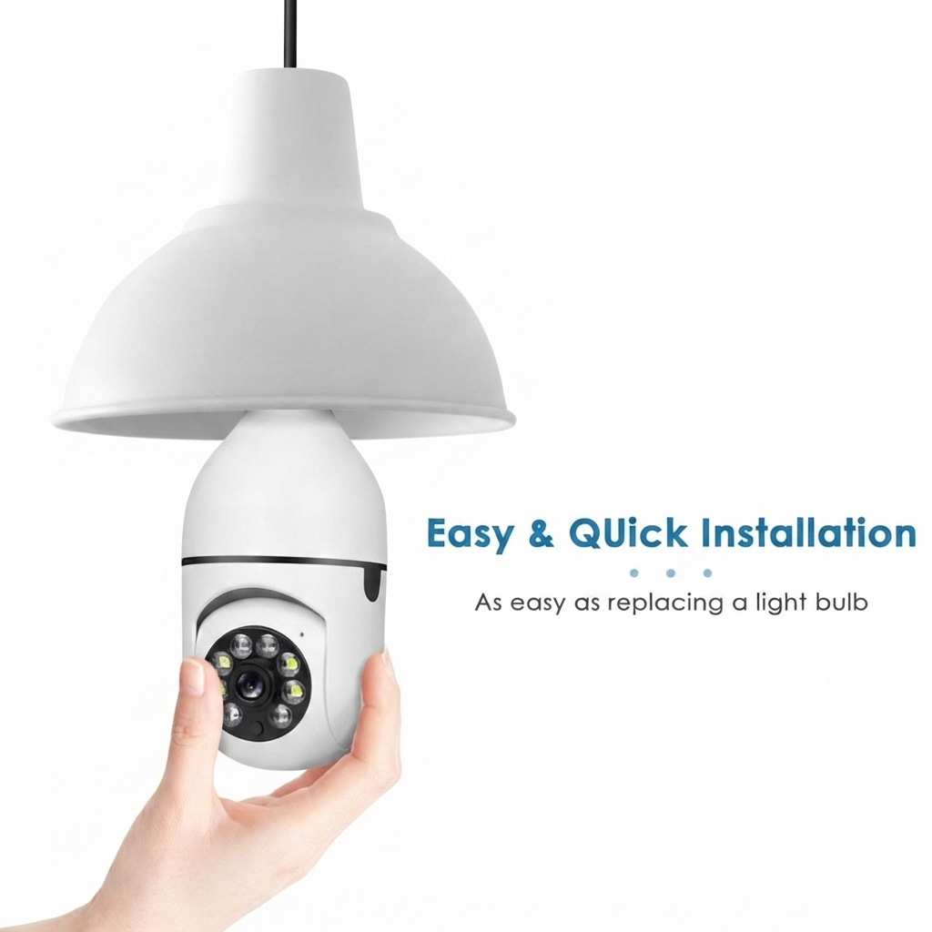 WiFi PTZ Bulb Camera E27