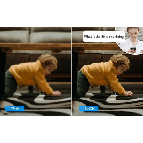 Indoor IP security camera Comparison of video quality between 720P and 1080P showing a child playing.