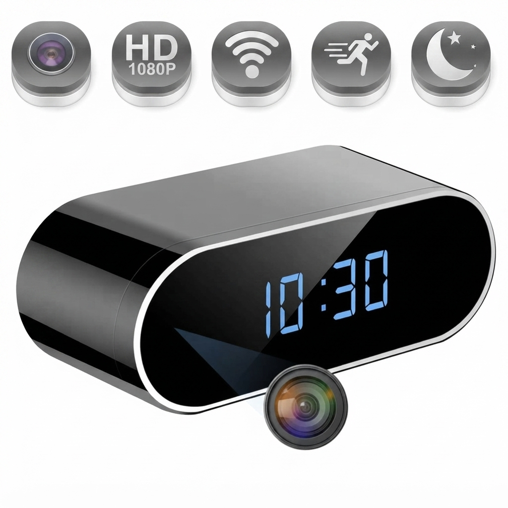1080P WiFi Clock Camera with Motion Detection