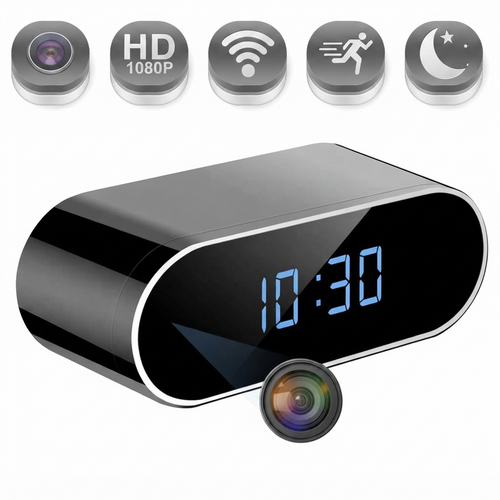 1080P WiFi Clock Camera with Motion Detection