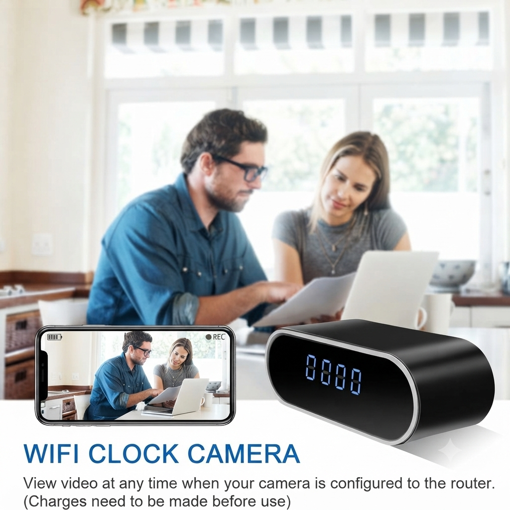 1080P WiFi Clock Camera with Motion Detection