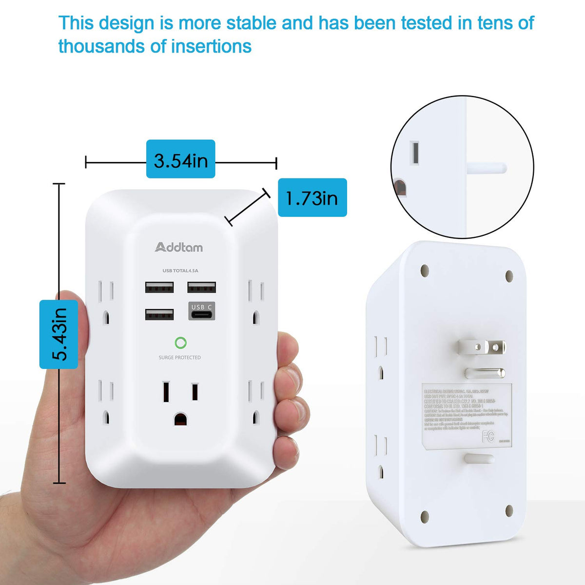 addtam surge protector outlet extender package contents view | Smaroni