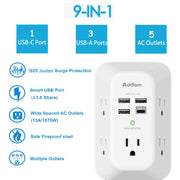 Addtam Surge Protector Outlet Extender rear design | Smaronics