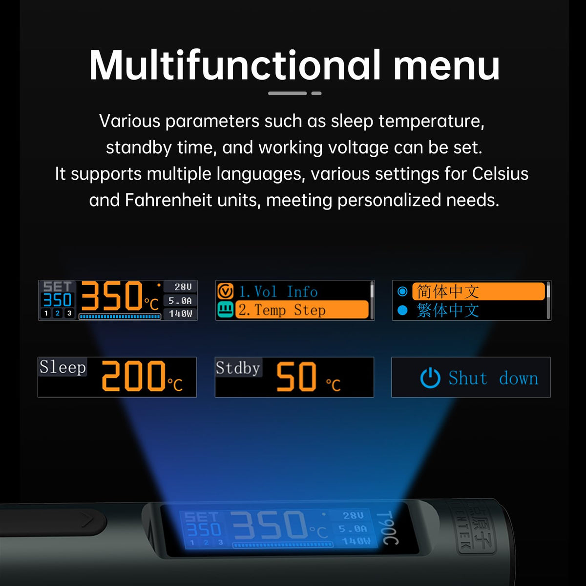 ALIENTEK T90 Smart Soldering Iron feature close up view | Smaronics