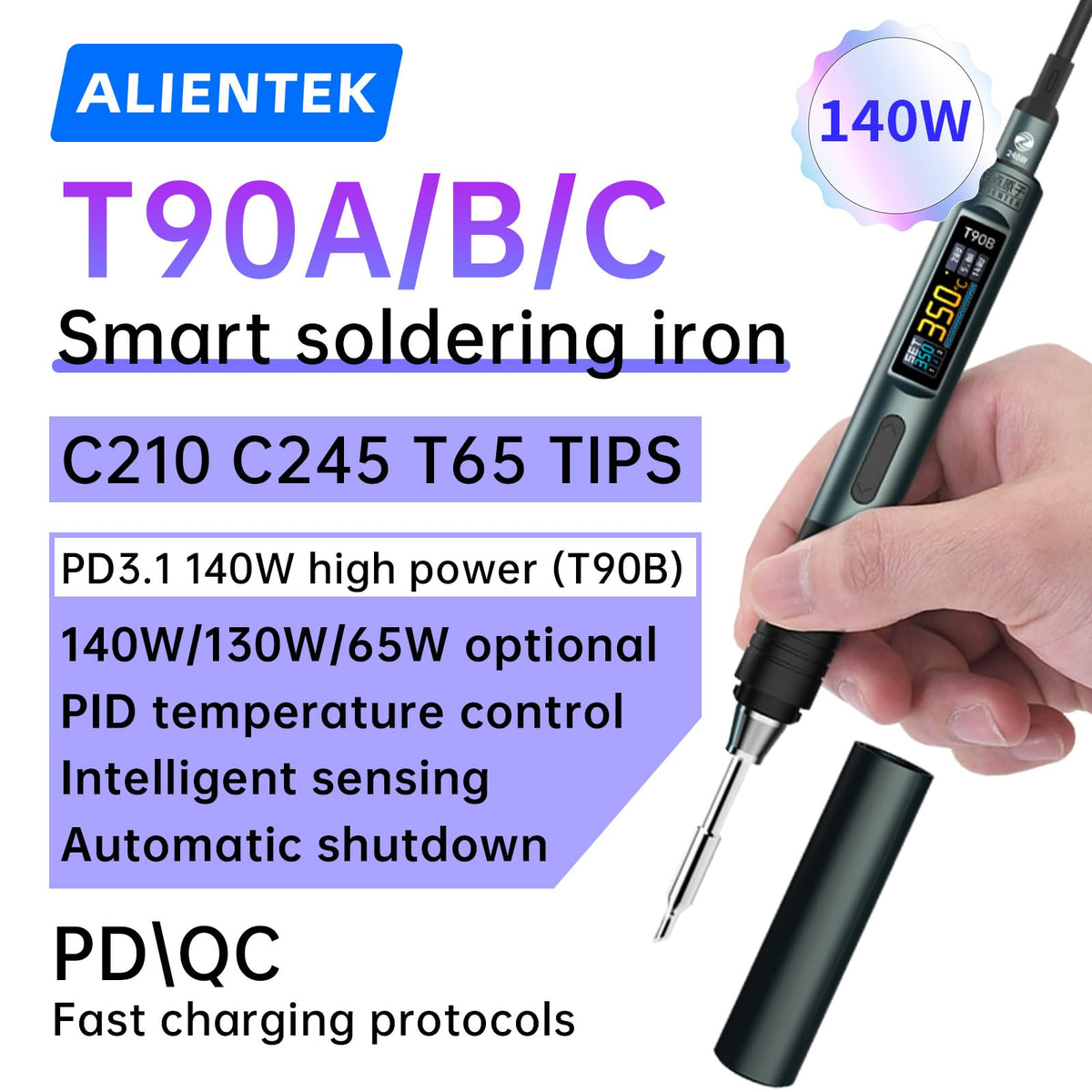 ALIENTEK T90 Smart Soldering Iron rear design | Smaronics