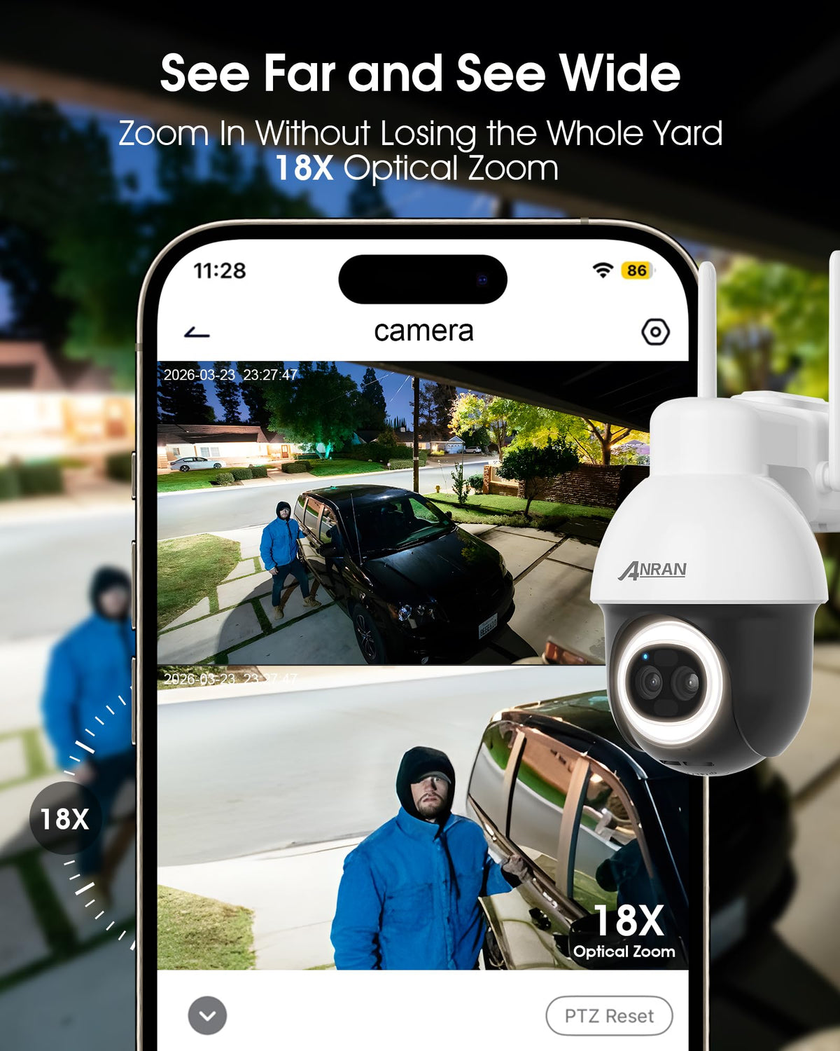 ANRAN 24/7 Solar Security Camera feature close up view | Smaronics