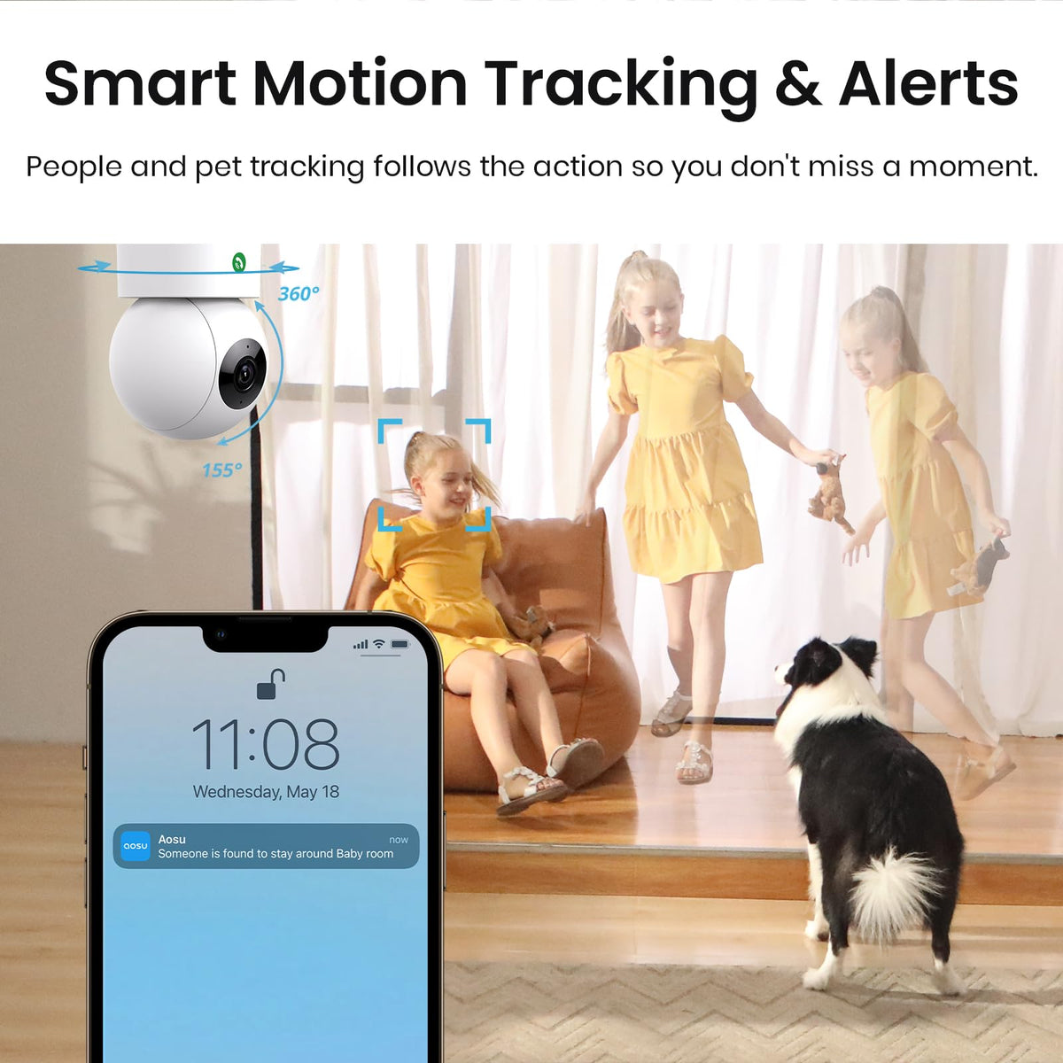 aosu 2K Indoor Camera feature close up view | Smaronics