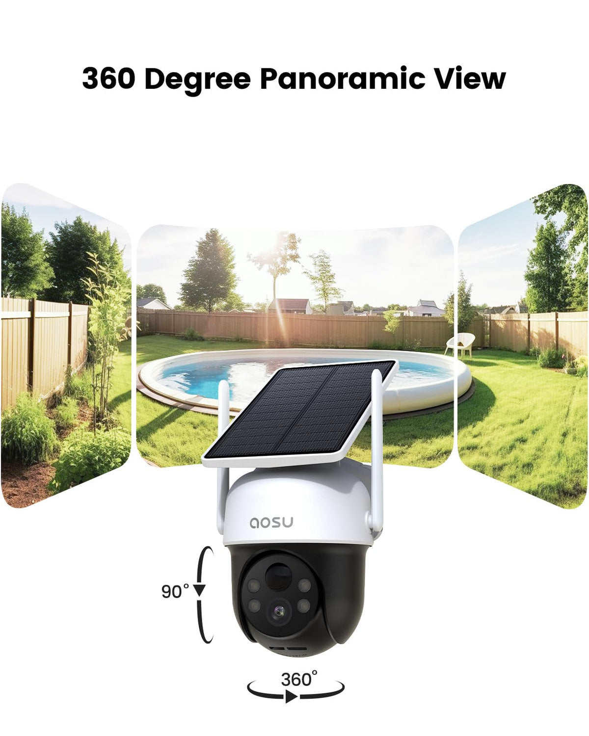 aosu solar camera outdoor wireless for home surveillance side profile