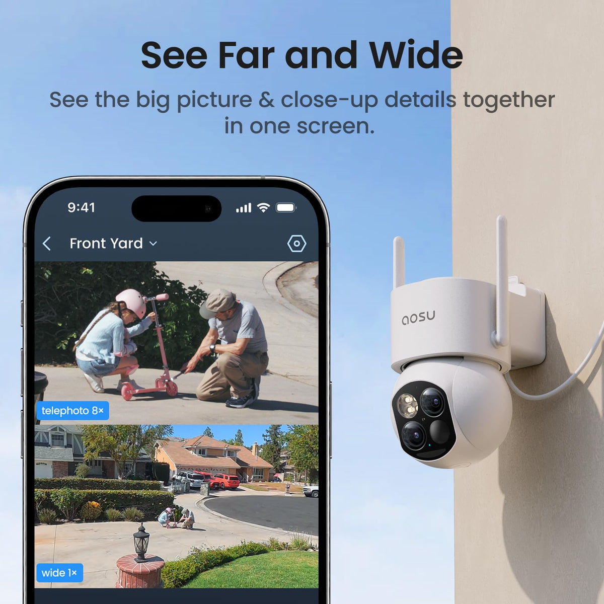 AOSU T2 Dual-Lens 3K Security Camera side profile | Smaronics