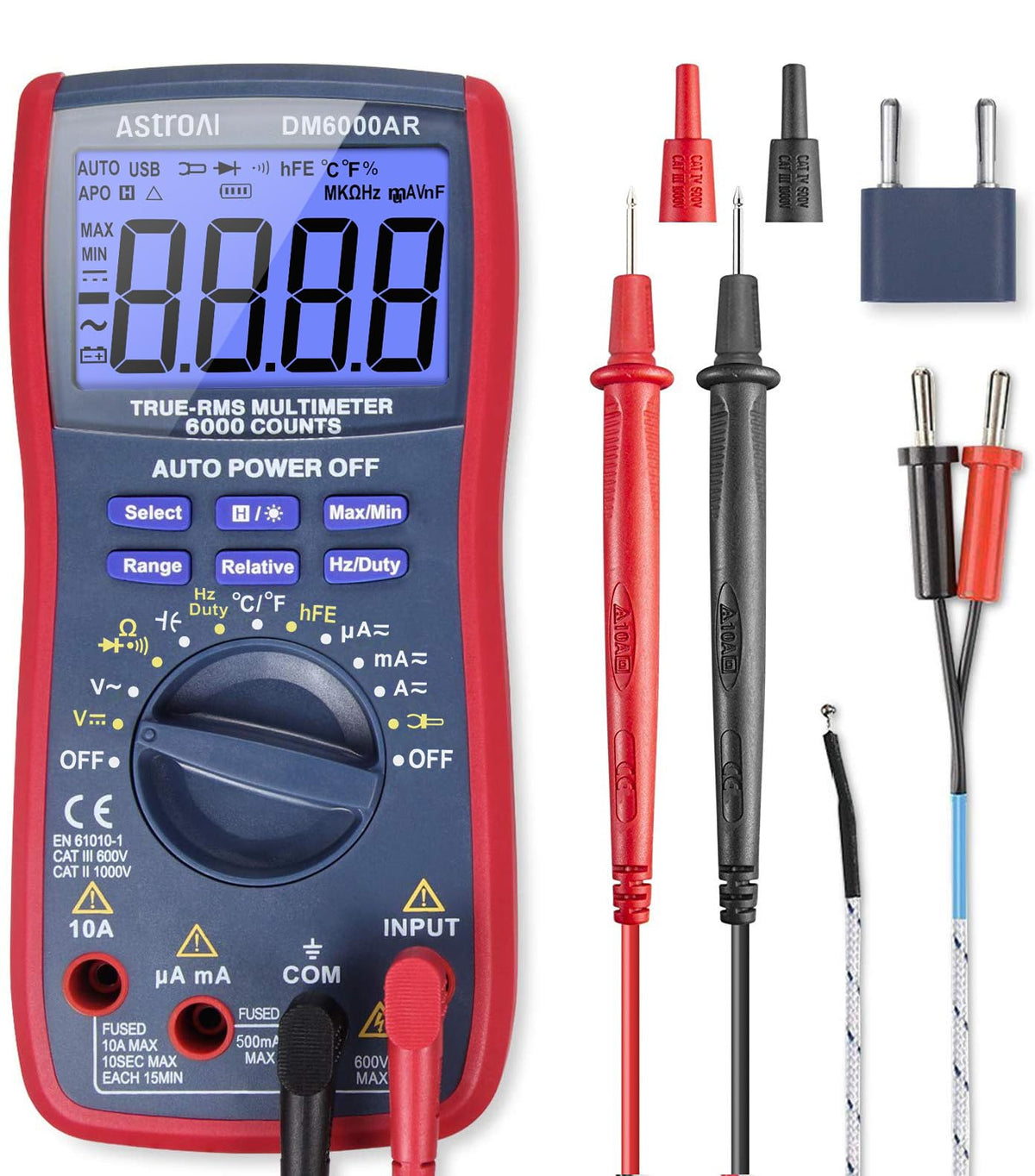 AstroAI Digital Multimeter front angle | Smaronics