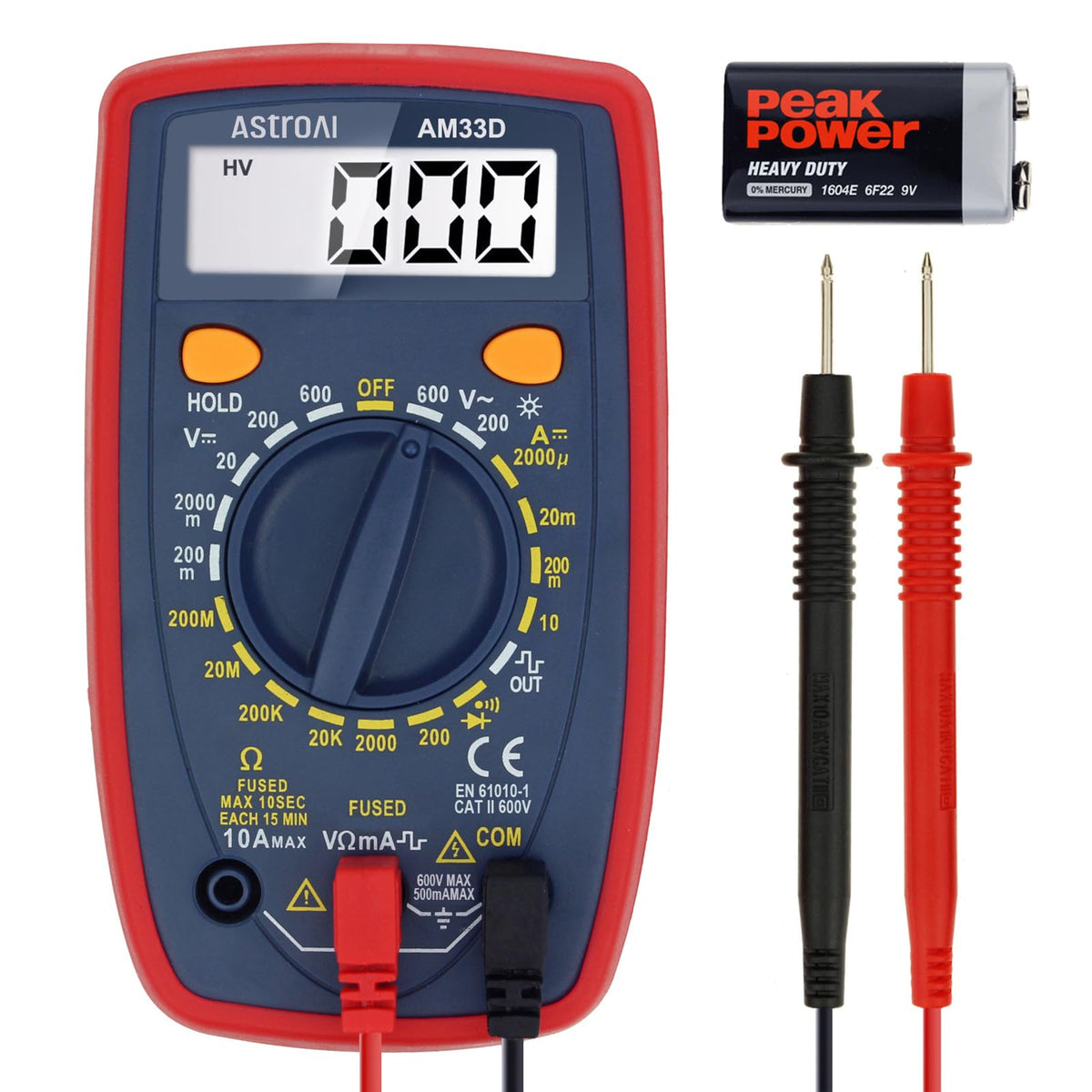 AstroAI Digital Multimeter Tester 2000 Counts front angle | Smaronics