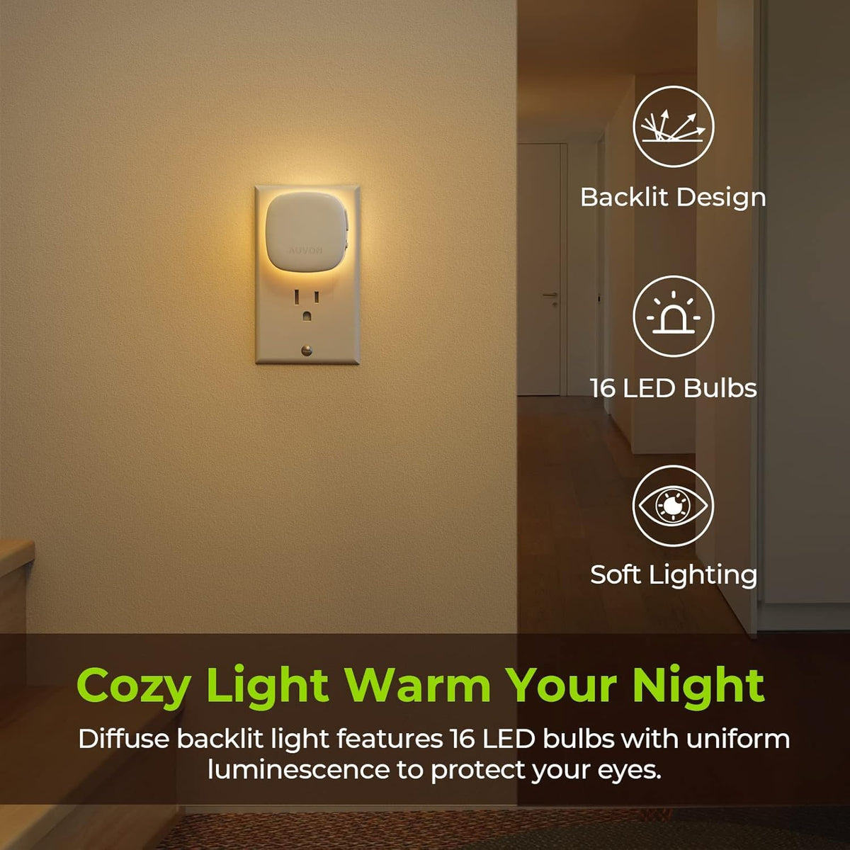 AUVON Backlit Night Light 4 Packs rear design | Smaronics