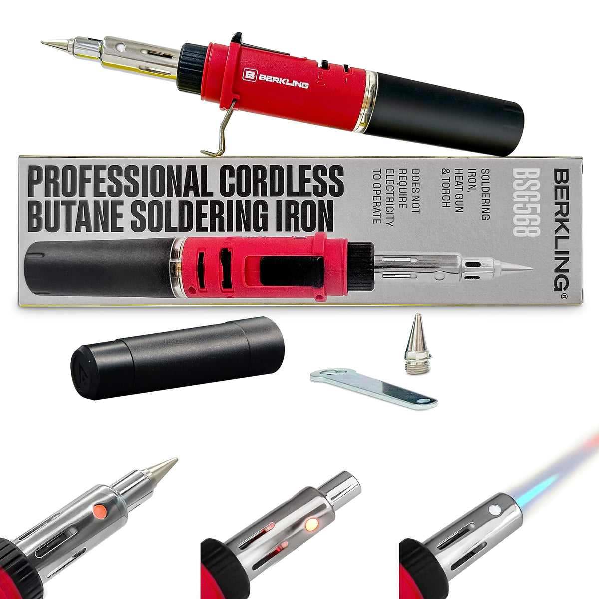 Berkling BSG-568 Cordless Soldering Iron front angle | Smaronics