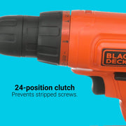 black decker 20v max cordless drill driver kit feature close up view |