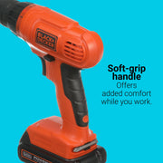 black decker 20v max cordless drill driver kit package contents view |