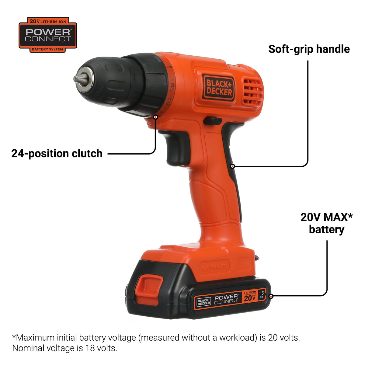 black decker 20v max cordless drill driver kit rear design product vie