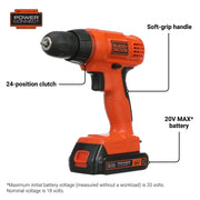 black decker 20v max cordless drill driver kit rear design product vie