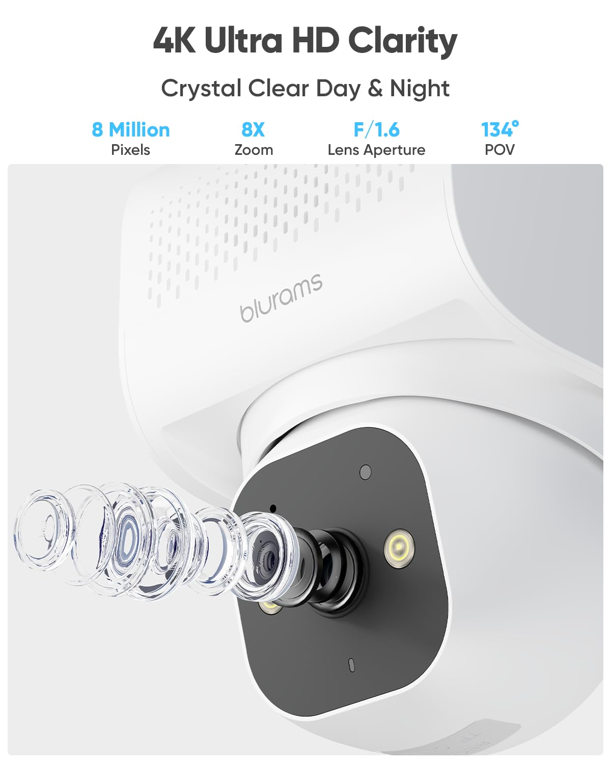 blurams 4k ultra security camera side profile product view | Smaronics