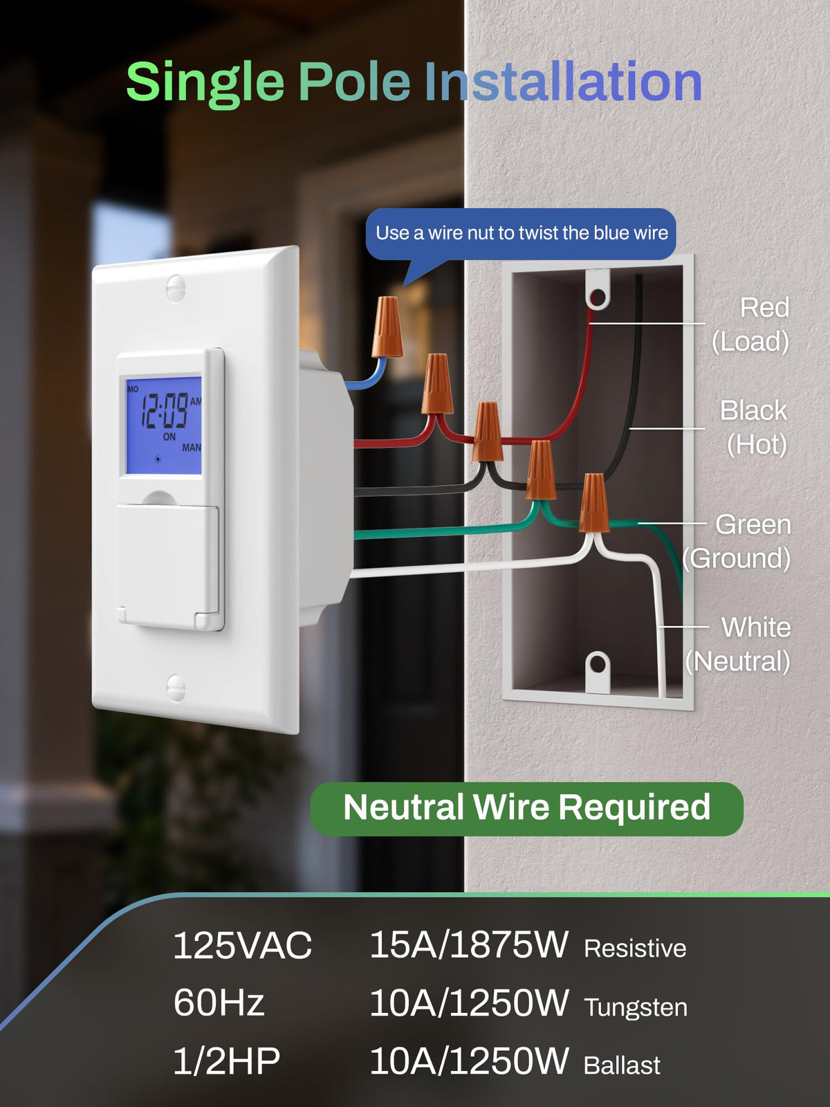 bn link 7 day programmable timer switch for lights fans product detail