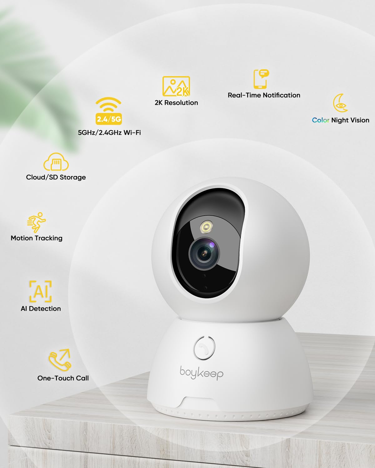 boykeep 2k cameras for home security 2 pack indoor camera rear design