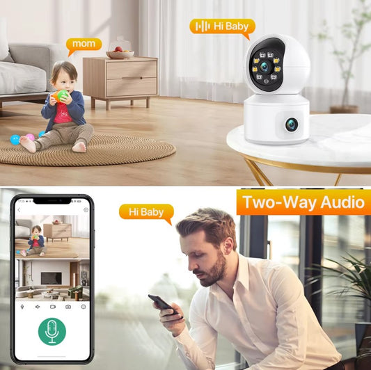 Indoor 2K HD Dual Screen WiFi Camera – Security PTZ Cam with AI Detection