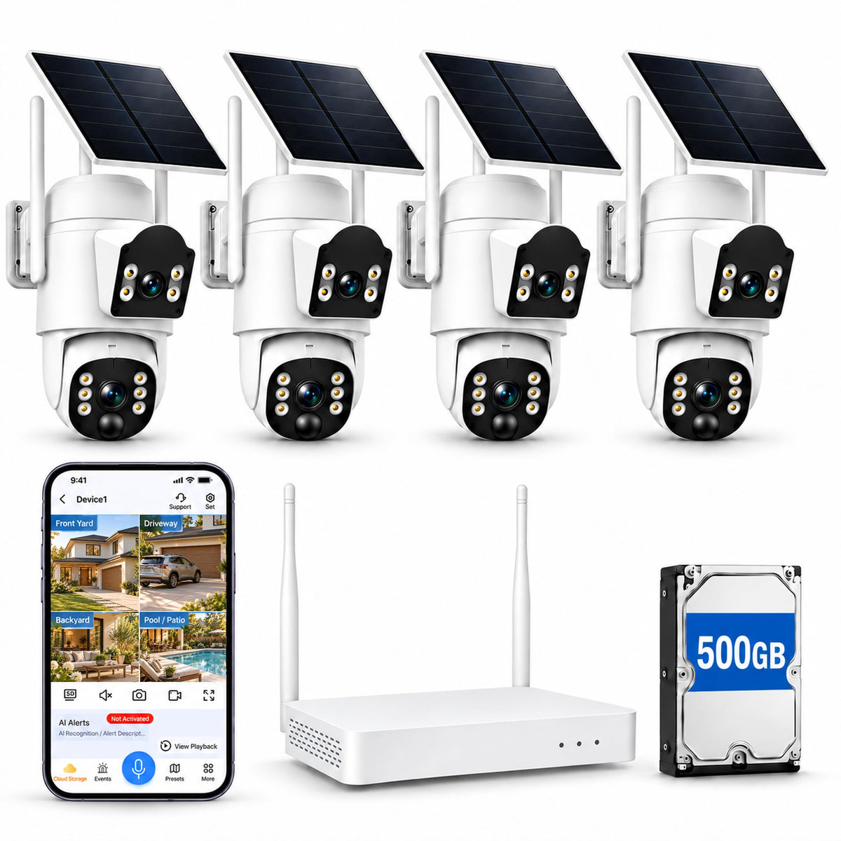 Camcamp Solar Security Cameras front angle | Smaronics