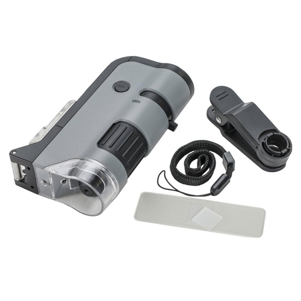 carson microflip 100x 250x led uv pocket microscope clip and build det