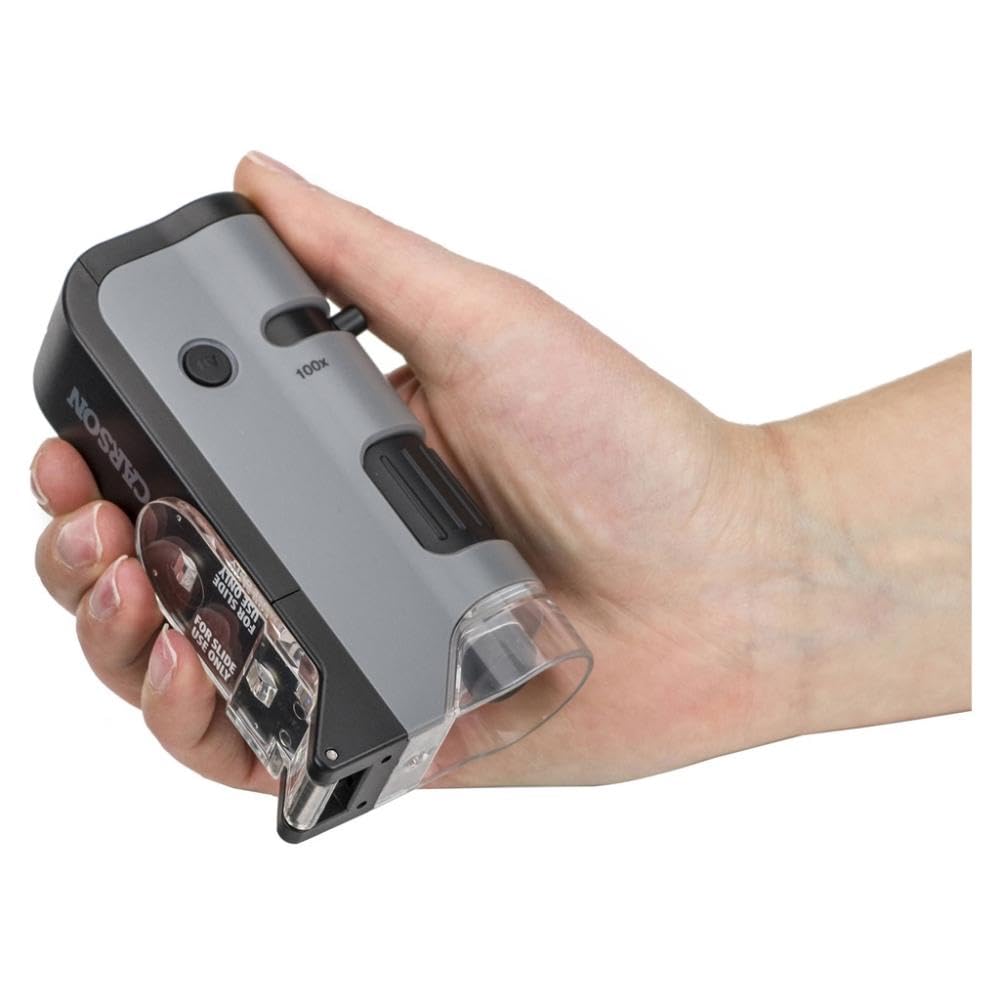 carson microflip 100x 250x led uv pocket microscope feature close up v