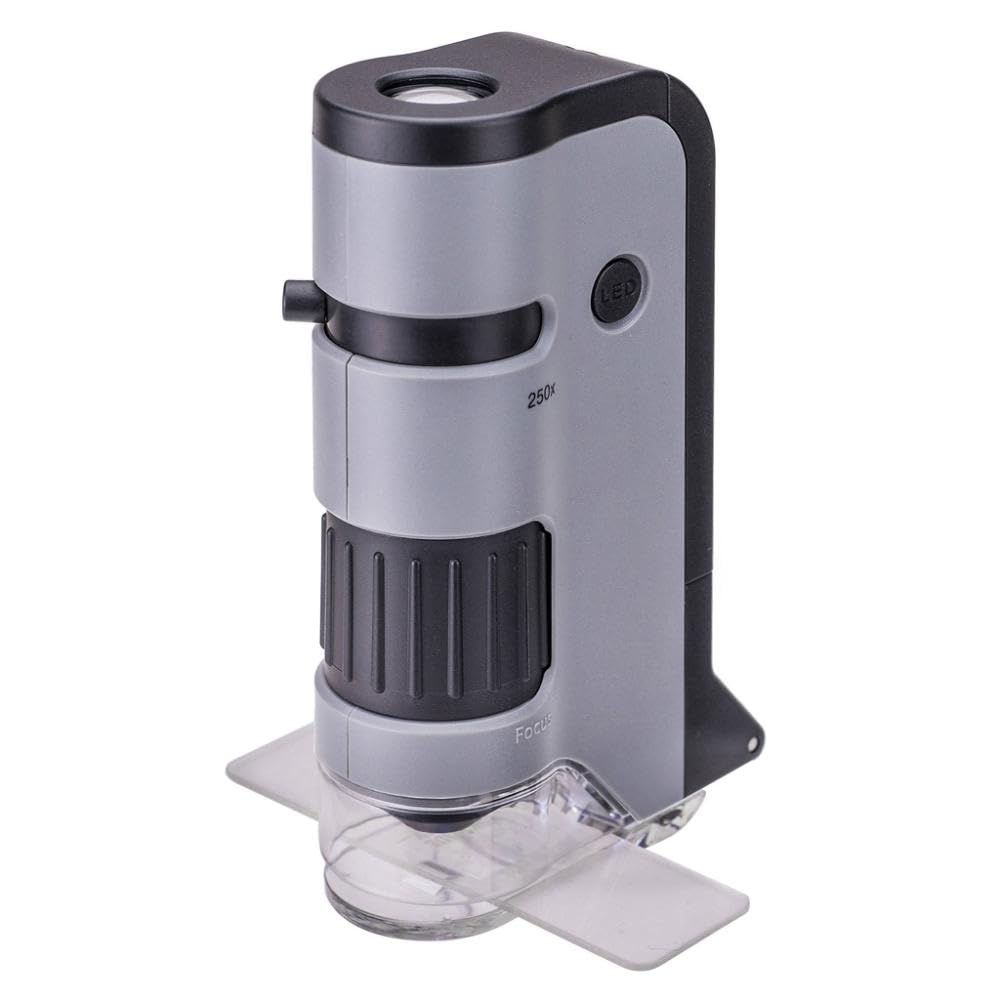 carson microflip 100x 250x led uv pocket microscope package contents v