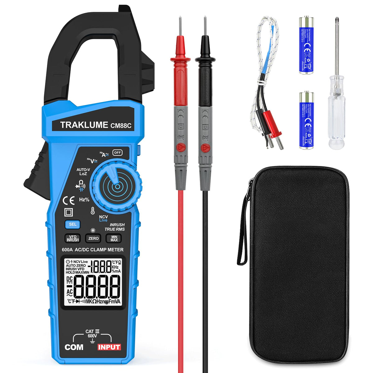 Clamp Meter Multimeter 600A AC/DC front angle | Smaronics