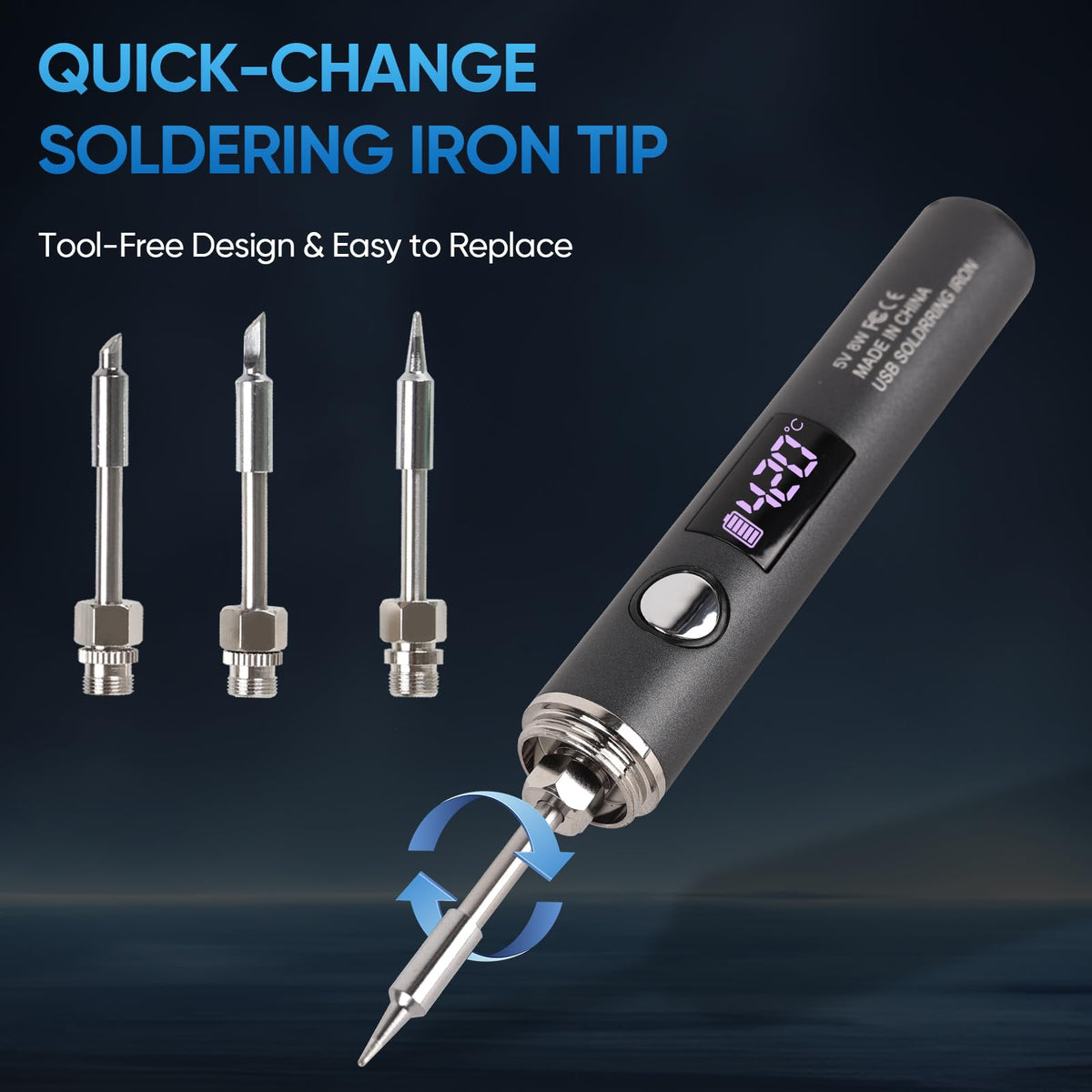cordless soldering iron kit feature close up view | Smaronics