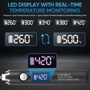 Cordless Soldering Iron Kit with OLED Screen side profile | Smaronics