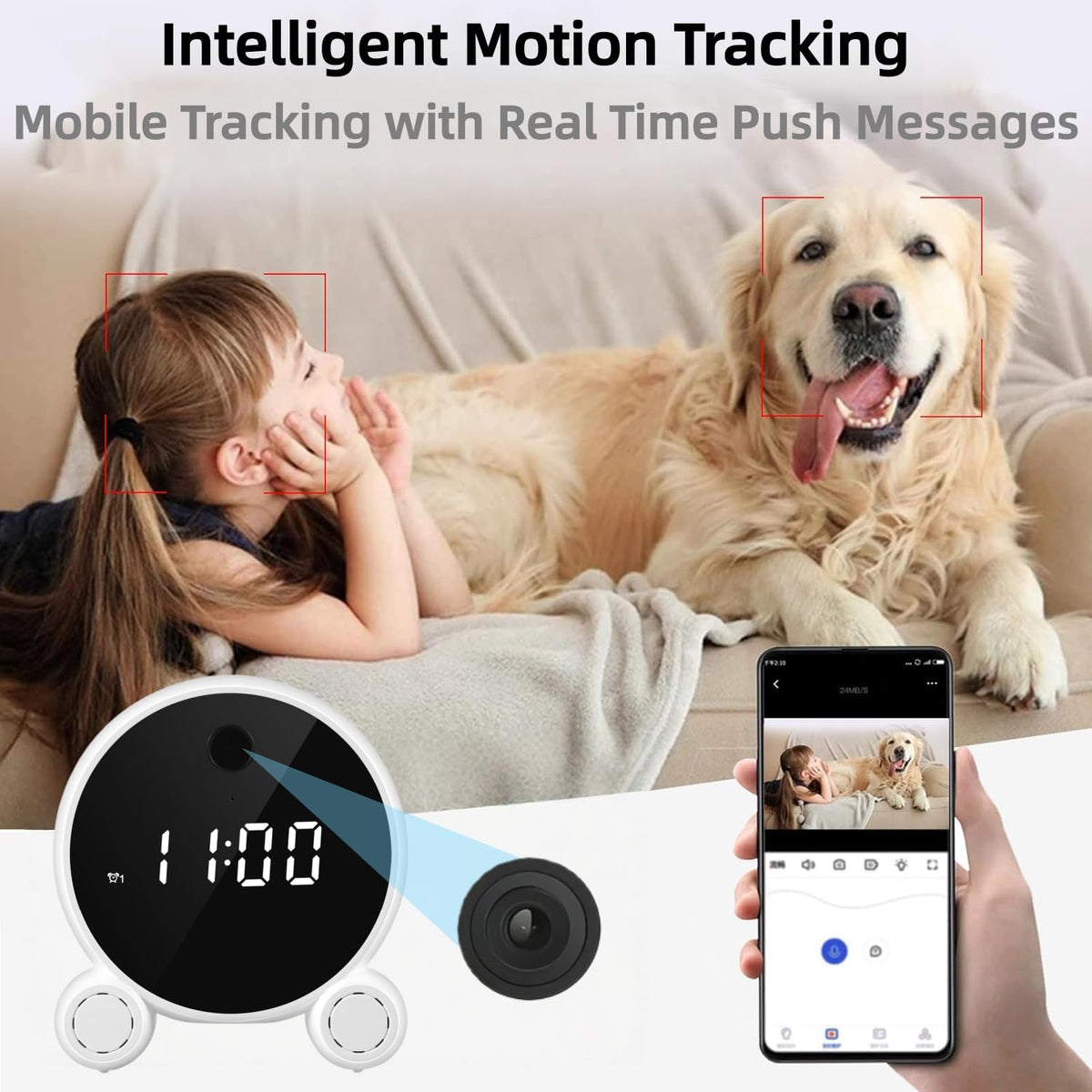 Desktop Security Clock Camera with Display rear design | Smaronics