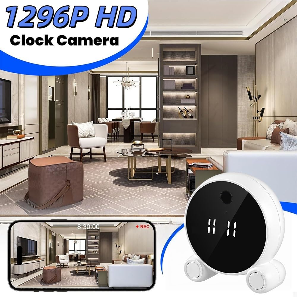 Desktop Security Clock Camera with Display side profile | Smaronics