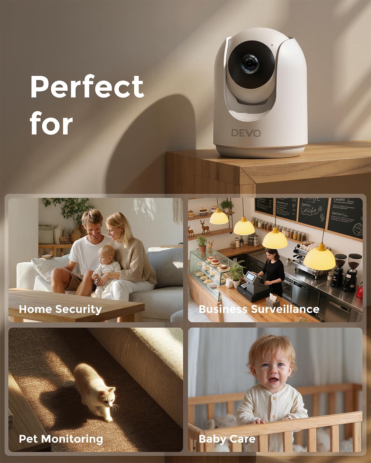 Devo Indoor Security Camera with 2K 360° Pan-Tilt Coverage image 9