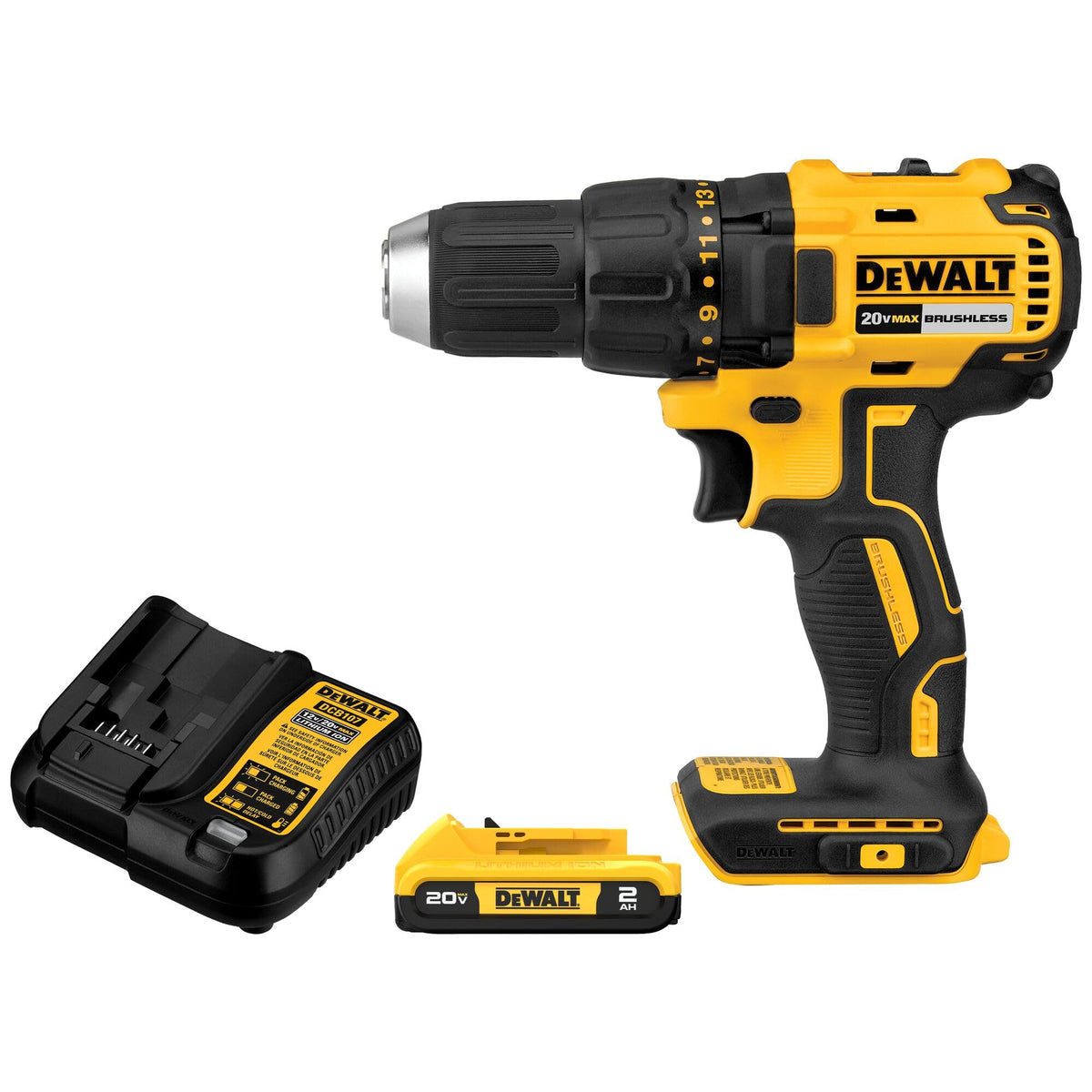 dewalt 20v max cordless drill driver set front angle product view | Sm