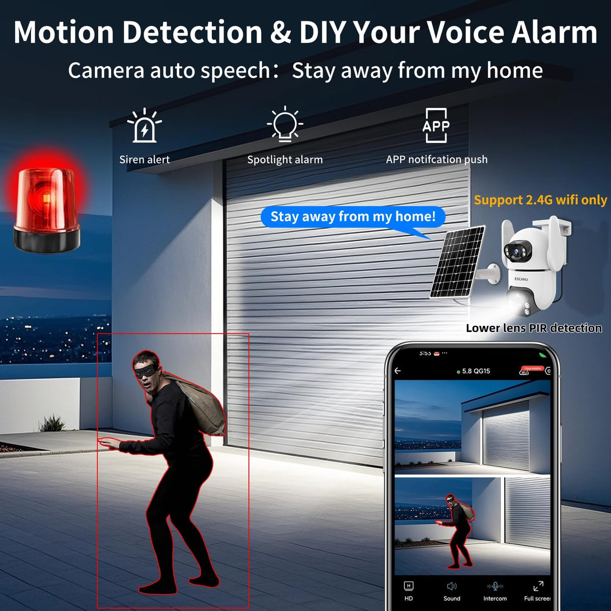 dual lens security camera 2k ultra hd feature close up view | Smaronic