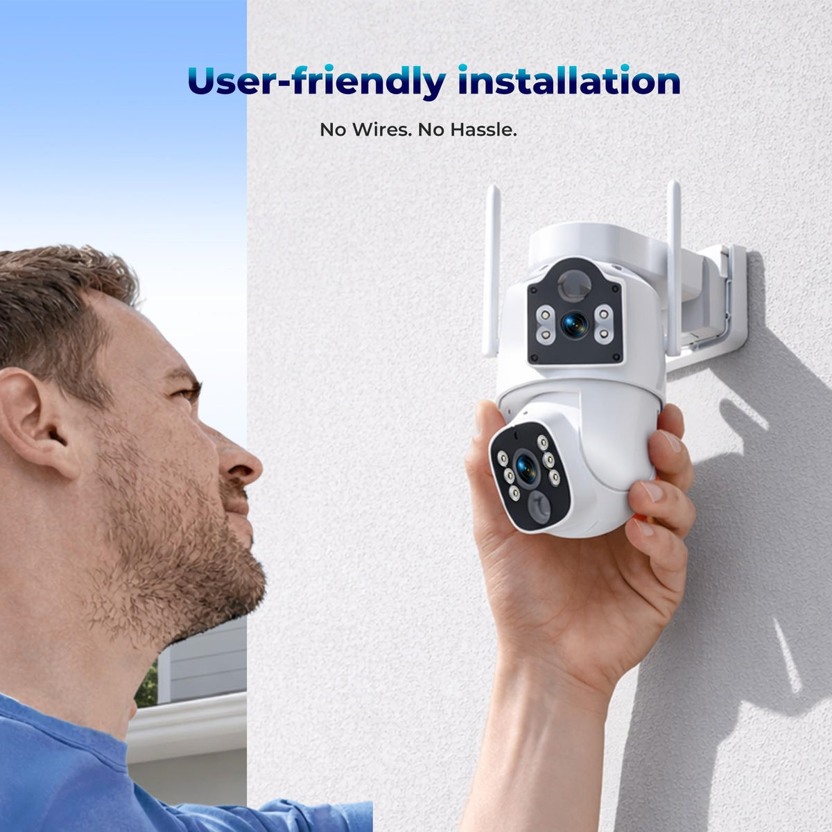 Dual-Lens Solar Security Camera product detail close up | Smaronics