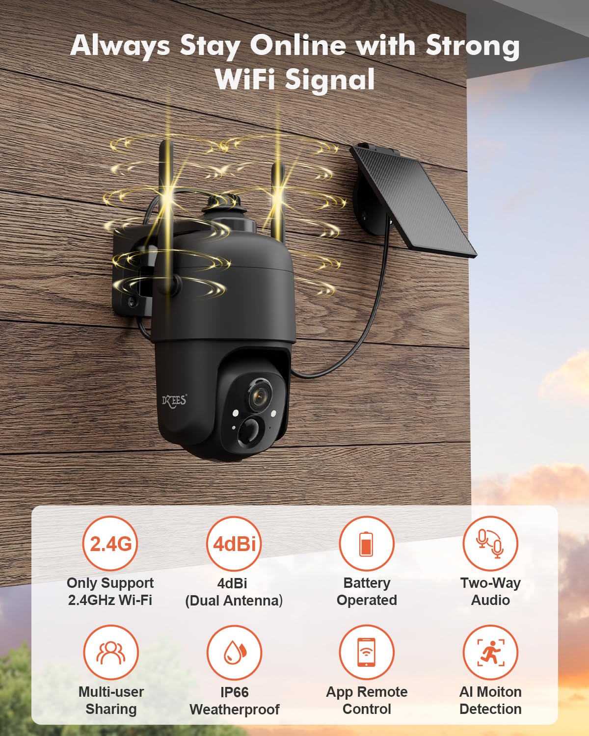 dzees 2k wireless outdoor security cameras 360 pan tilt rear design pr
