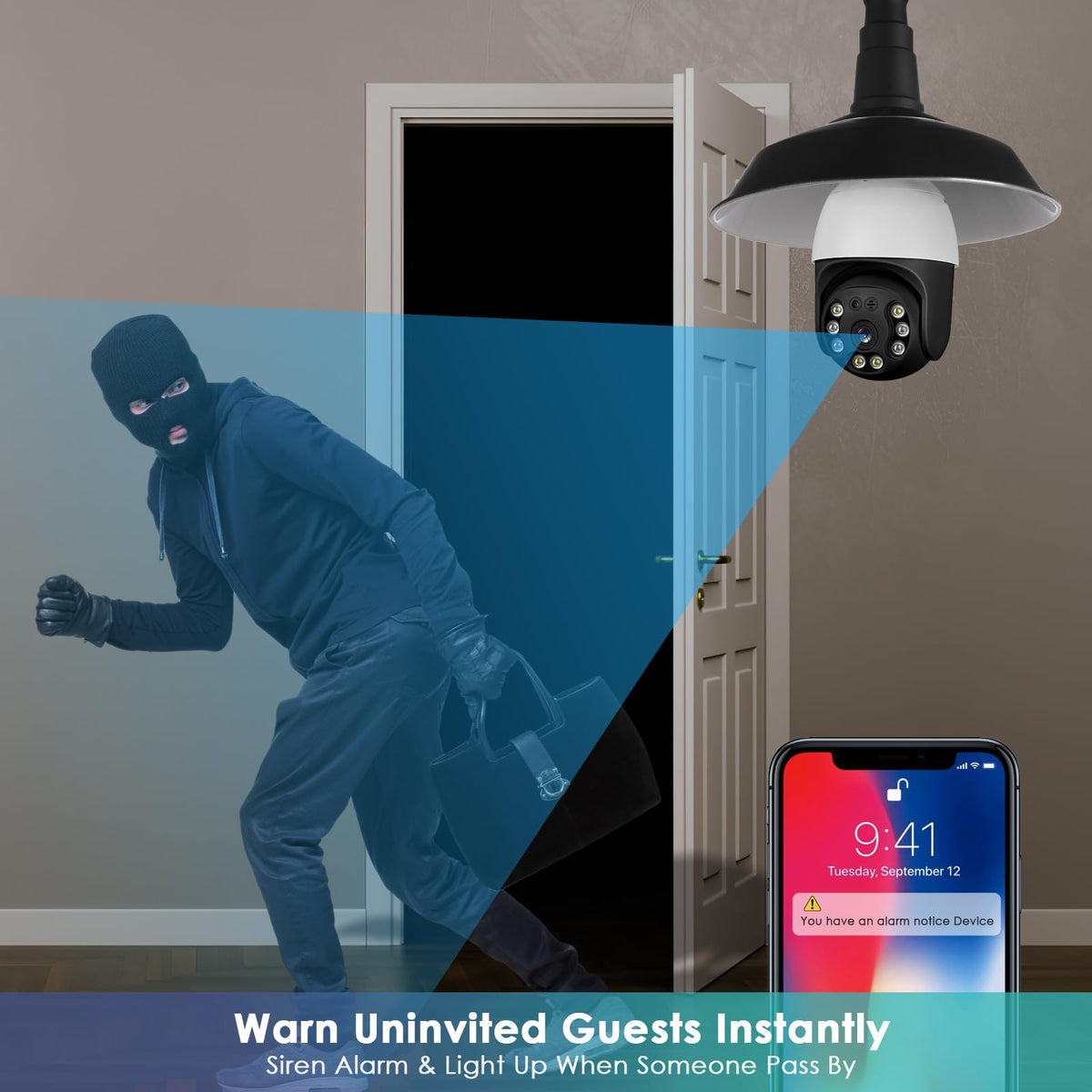 E27 Bulb Security Camera feature close up view | Smaronics