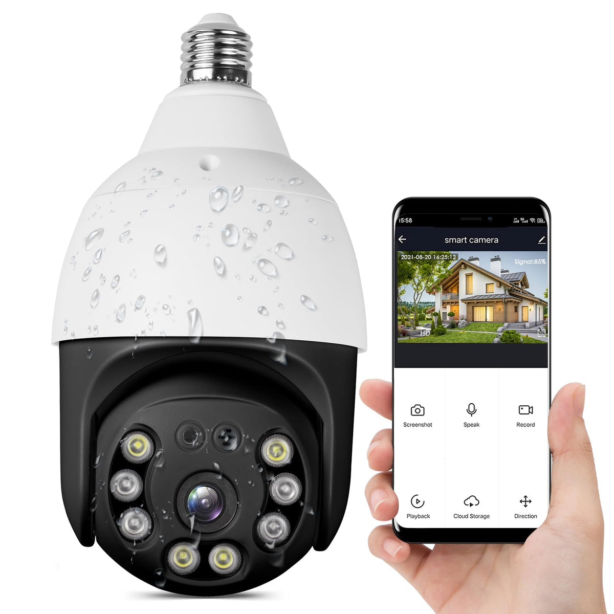 E27 Bulb Security Camera front angle | Smaronics