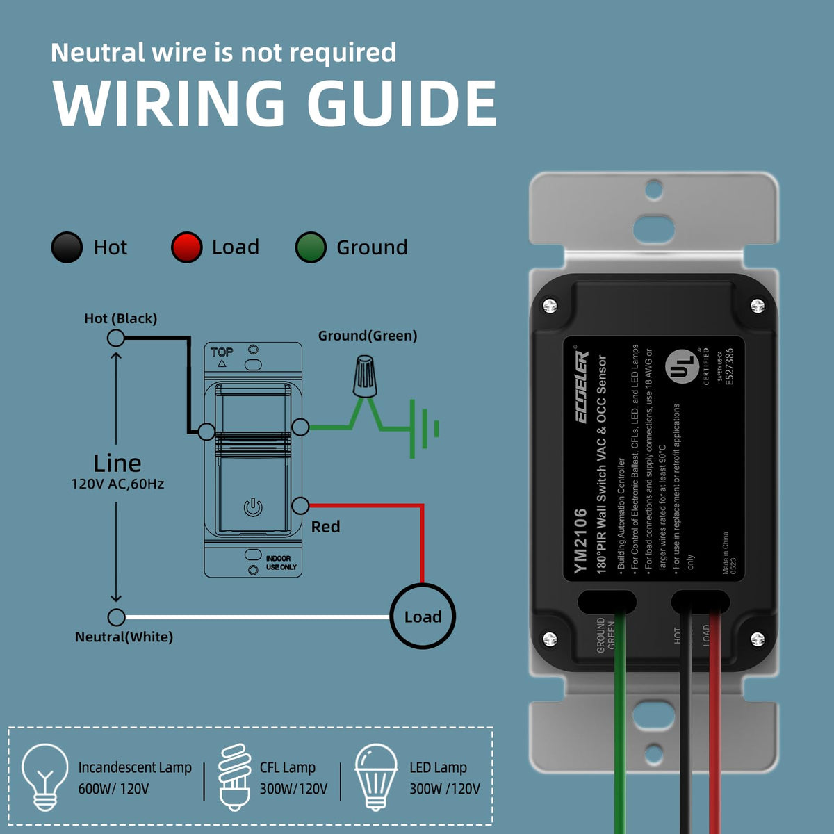 ECOELER Motion Sensor Light Switch package contents view | Smaronics