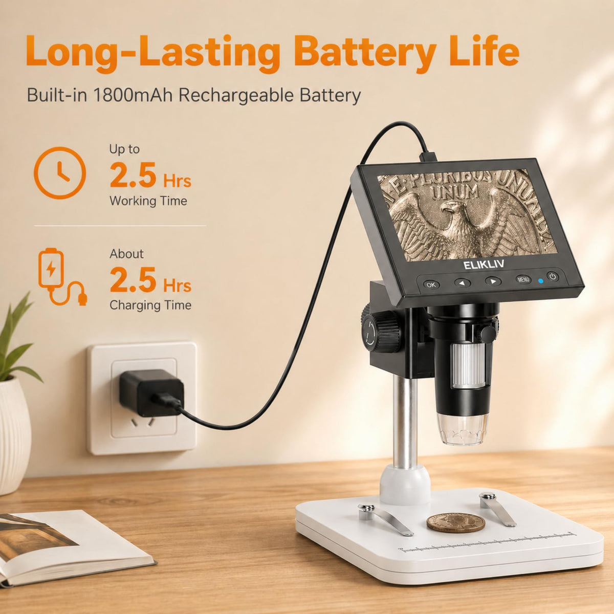 Elikliv Digital Coin Microscope 1000x with Lights image 8