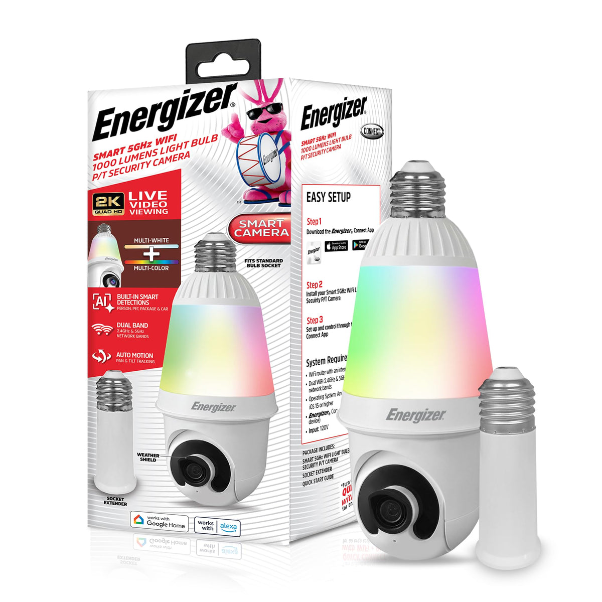 Energizer Smart 2K Light Bulb Security Camera front angle | Smaronics