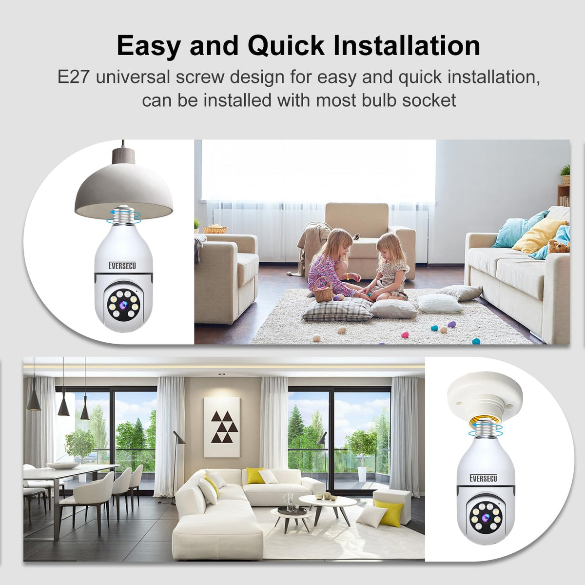 Everseco 4pack 2K 3MP Wireless Light Bulb Security Camera image 8