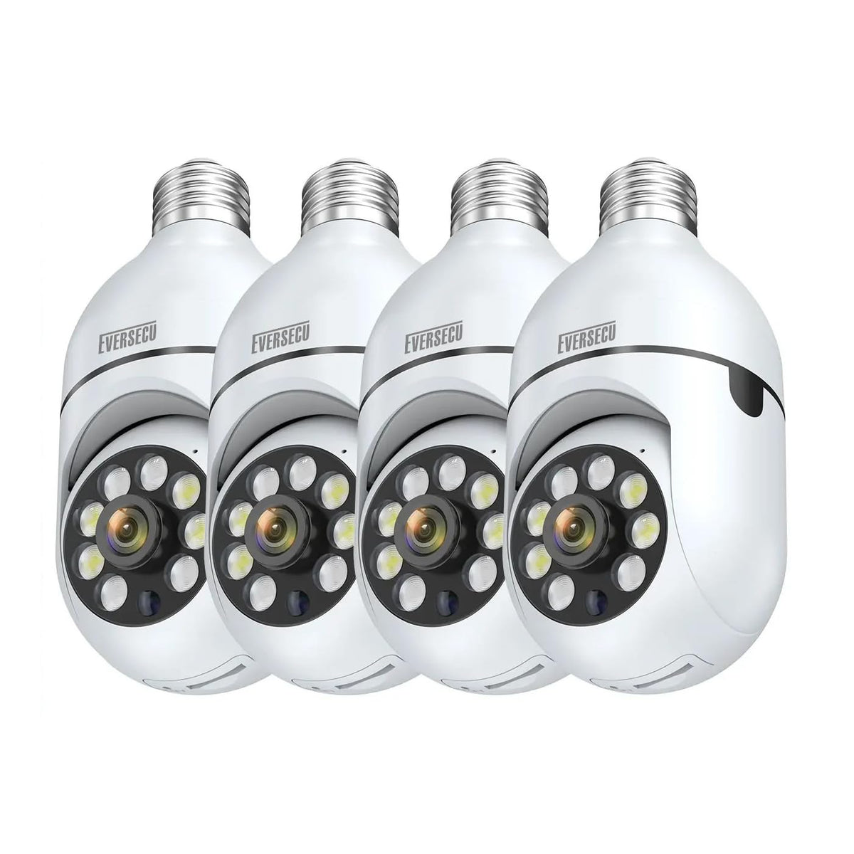 everseco 4pack 2k 3mp wireless light bulb security camera front angle