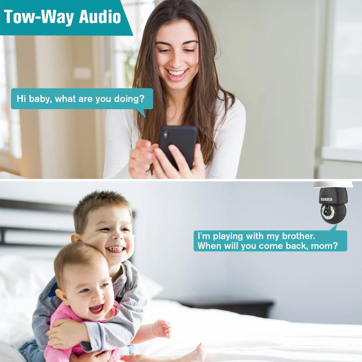 everseco hd 2k 3 0mp wireless security camera product detail close up