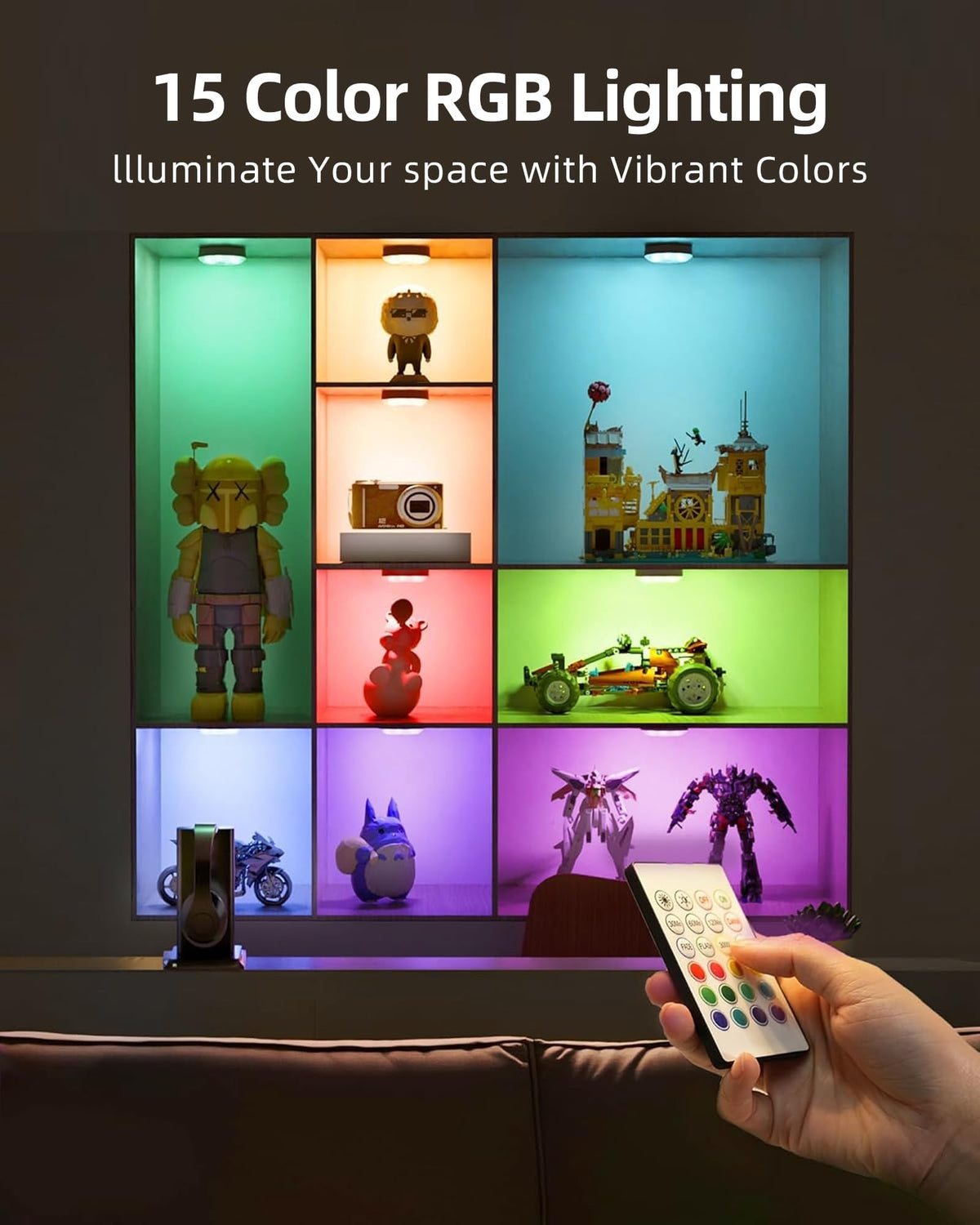 ezvalo rgb under cabinet puck lights clip and build detail | Smaronics