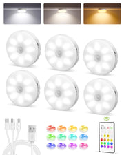 ezvalo rgb under cabinet puck lights front angle product view | Smaron