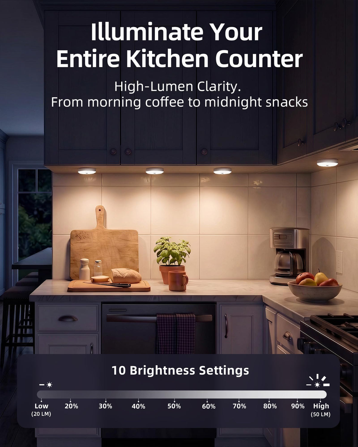 ezvalo rgb under cabinet puck lights side profile product view | Smaro